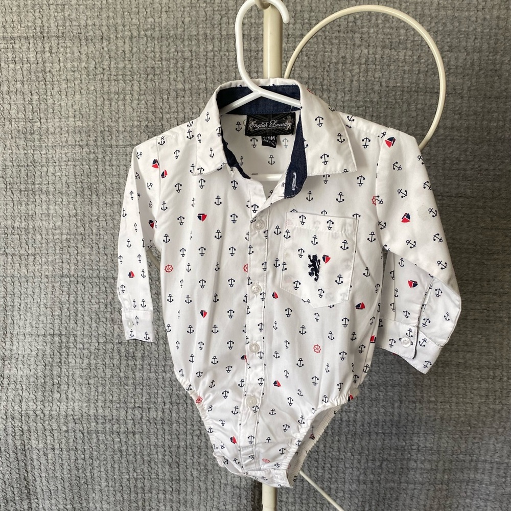 English Laundry Boys Button Down Bodysuit 6/9M
